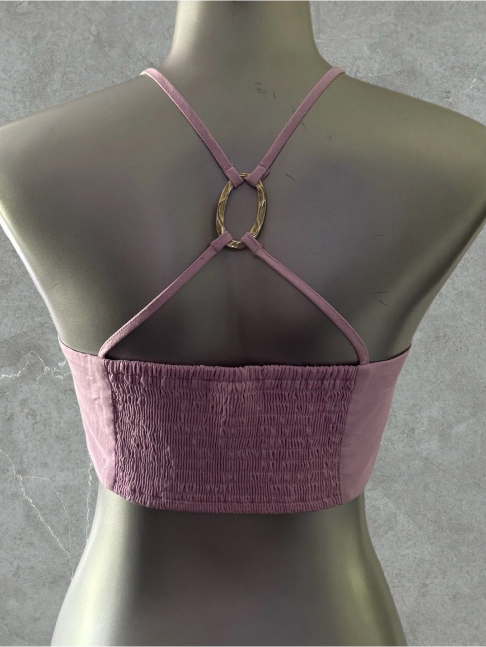 $10 Add-on | Mauve Square-Neck Crop Top with Thin Straps